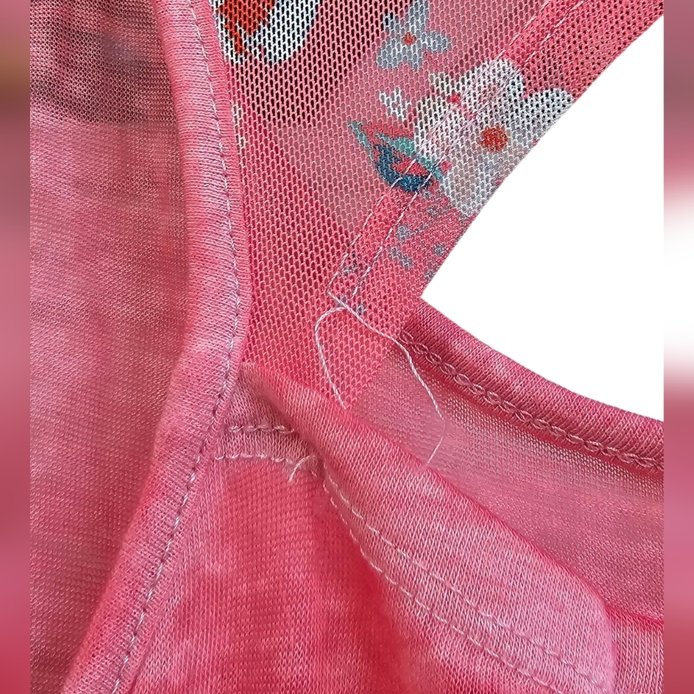Bobbie Brooks - Pink Tank Top with 'LOVE' Graphic Semi Sheer Floral - Picture 8 of 8